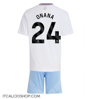 Aston Villa Amadou Onana #24 Seconda Maglia Bambino 2024-25 Manica Corta (+ Pantaloni corti)
